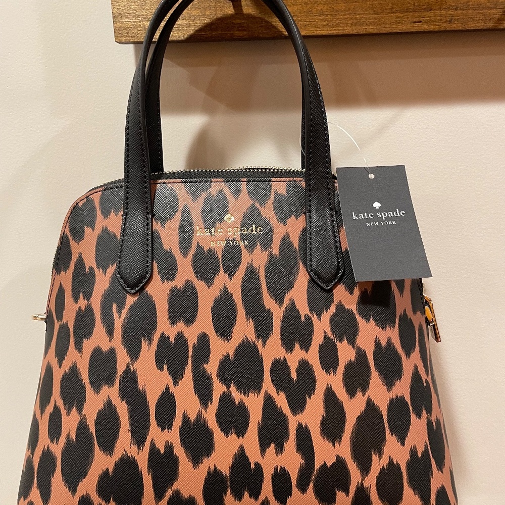 New Kate Spade Schuyler Medium Dome Satchel Spotted Animal Print